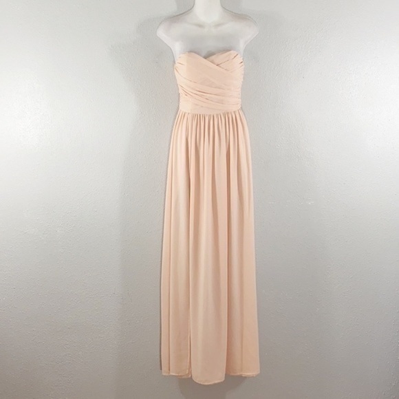 Lulu’s All Afloat Pale Pink Strapless Maxi Dress AA11 - Picture 2 of 11